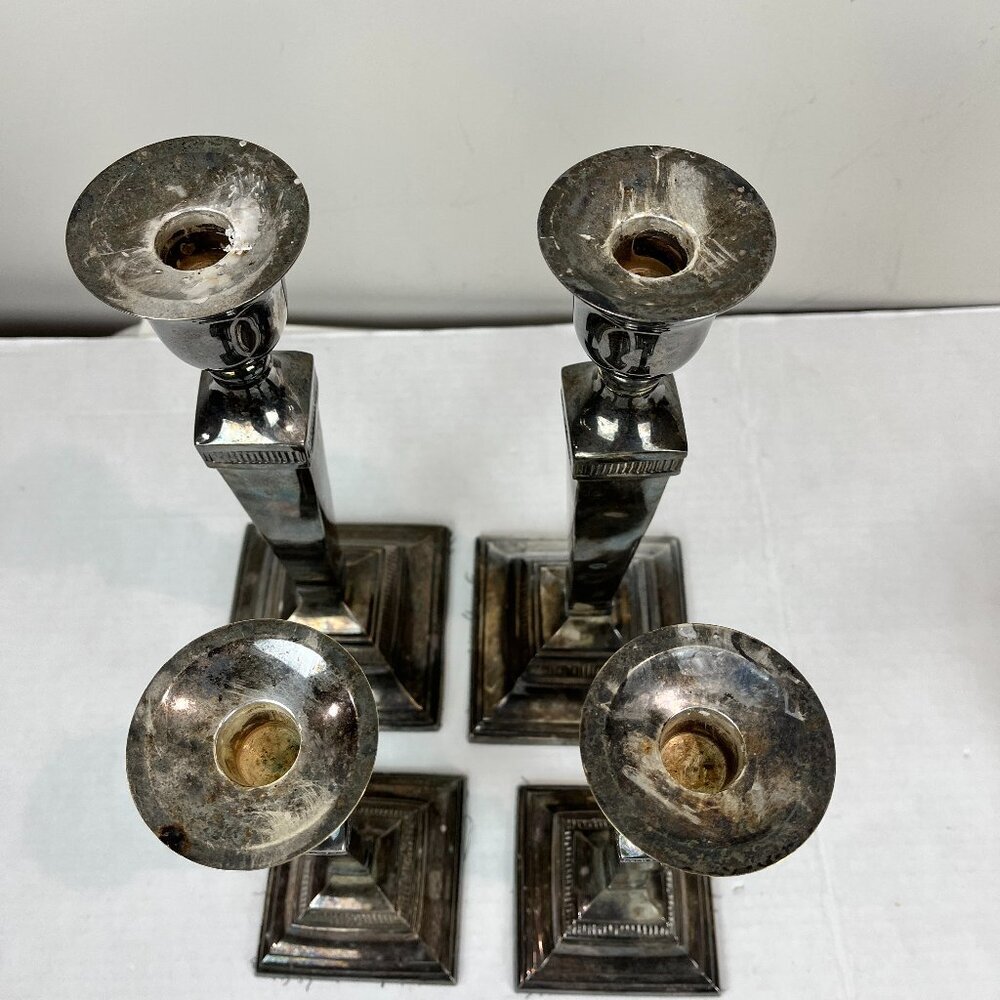 Pottery Barn Set of 2 12" silverplate candlesticks